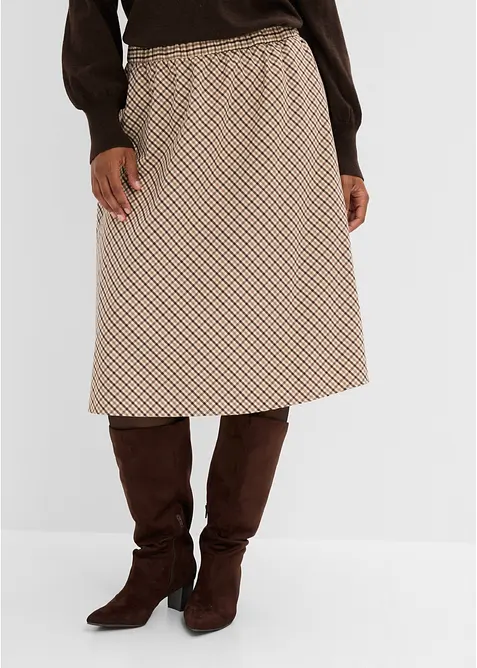 Jupe midi &agrave; carreaux, bonprix
