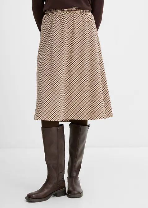 Jupe midi &agrave; carreaux, bonprix