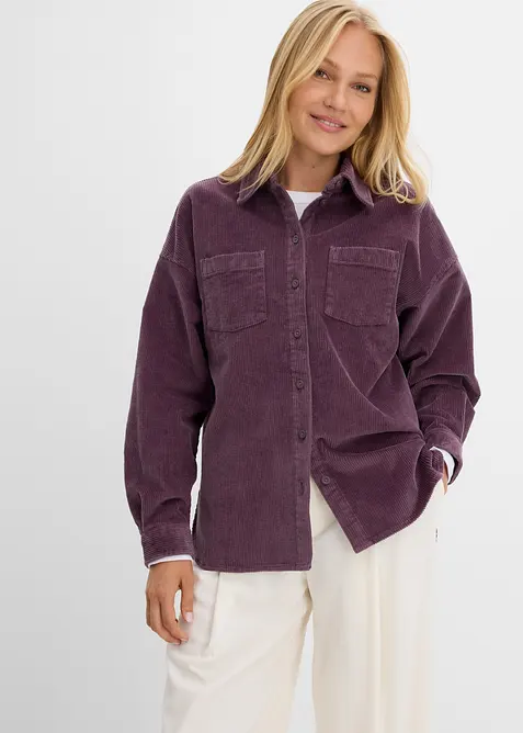 Surchemise oversize en velours c&ocirc;tel&eacute;, bonprix