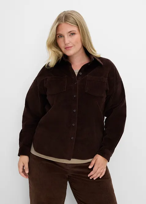 Surchemise oversize en velours c&ocirc;tel&eacute;, bonprix