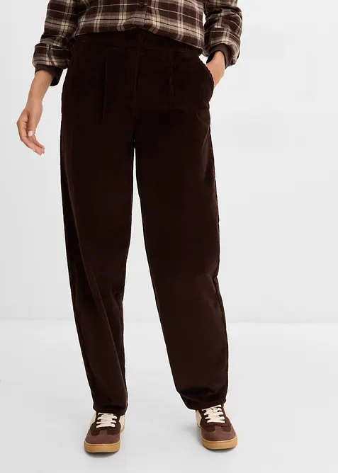 Pantalon Barrel en velours &agrave; larges c&ocirc;tes, bonprix