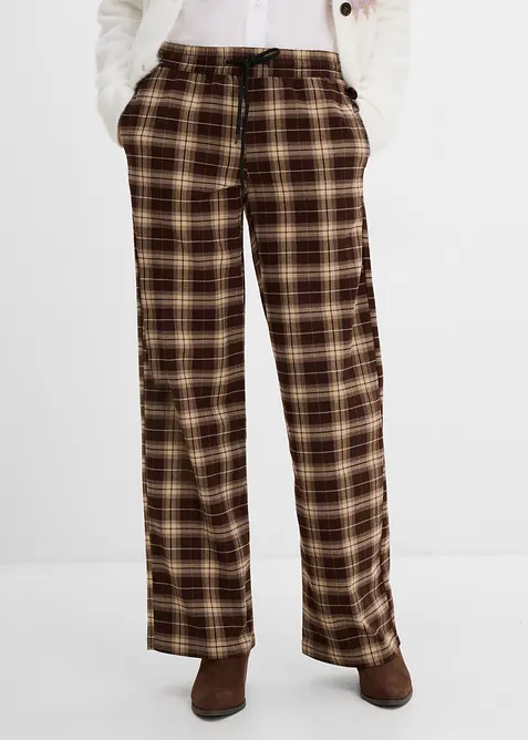 Pantalon doux &agrave; carreaux, bonprix