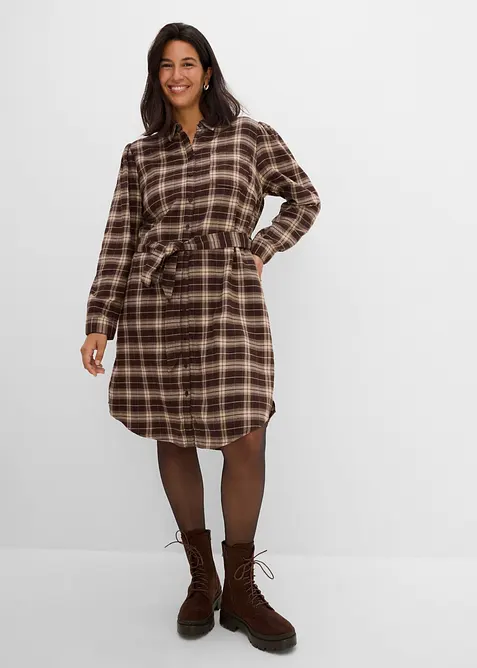 Hemdblusenkleid aus reiner Bio-Baumwolle, bonprix