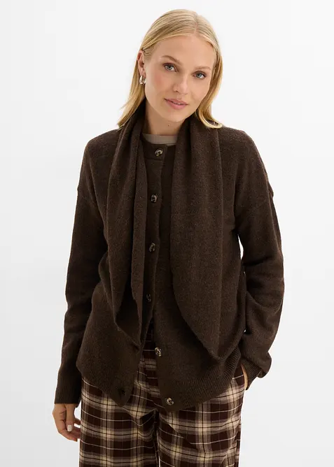 Gilet en maille &agrave; col ch&acirc;le, bonprix