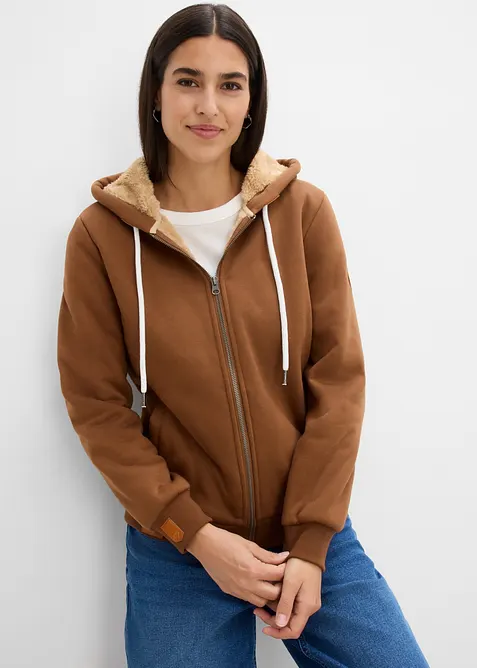 Kapuzen-Sweatjacke mit Teddyfutter, bonprix