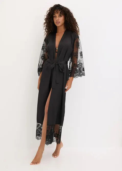 Kimono en satin et dentelle, bonprix
