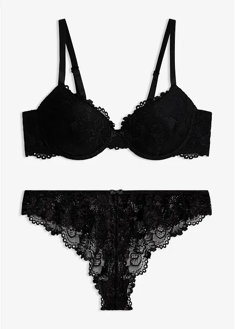 Soutien-gorge &agrave; coques + string en dentelle (ens. 2 pces), bonprix