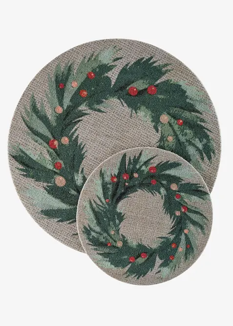 Paillasson rond lavable &agrave; motif de No&euml;l, bonprix
