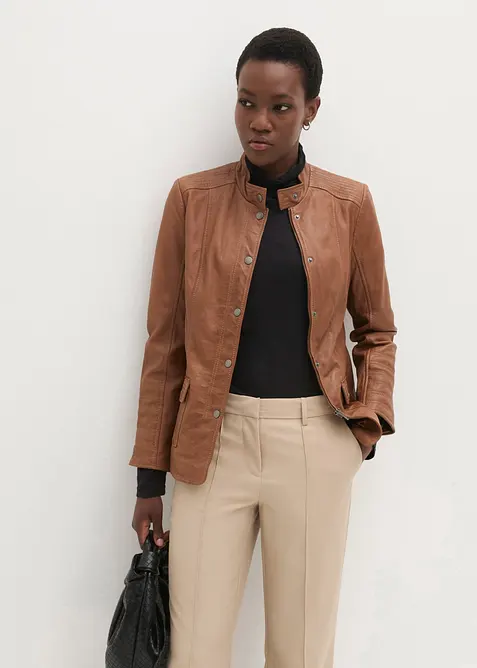 Veste en cuir d&rsquo;agneau nappa, bonprix