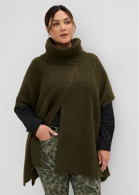 Pull poncho doux, bonprix