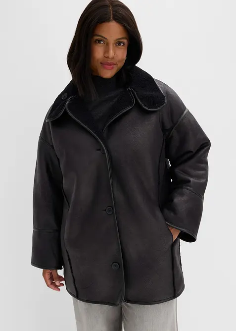 Oversized Lammfellimitat-Jacke, bonprix