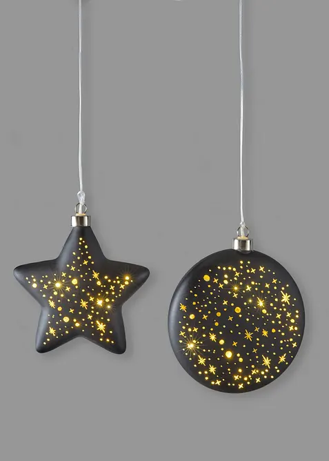 LED-Deko-Objekt Stern + Mond (2er Pack), bonprix