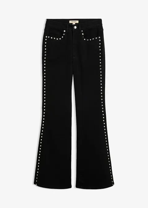 Jean Flare taille haute avec rivets, bonprix