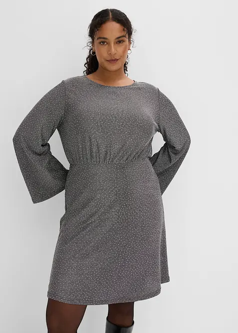 Jerseykleid mit Glitzereffekt und Strasssteinchen, bonprix