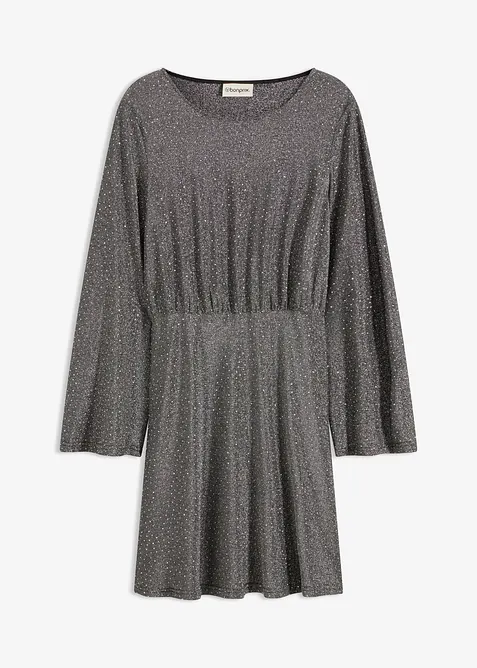 Jerseykleid mit Glitzereffekt und Strasssteinchen, bonprix