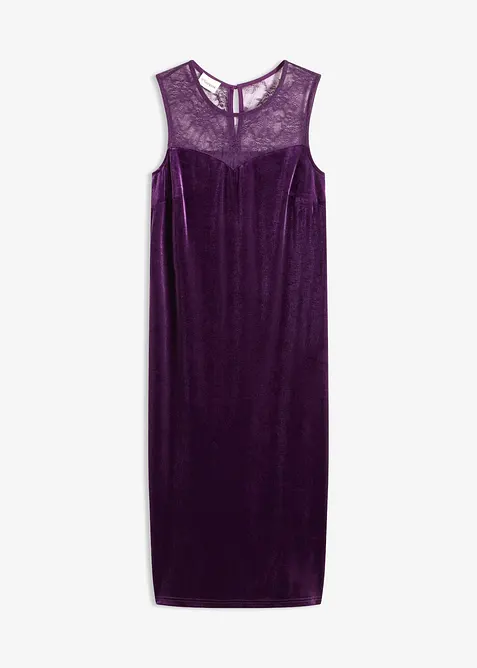 Kleid aus Samt mit Spitzeneinsatz, bonprix