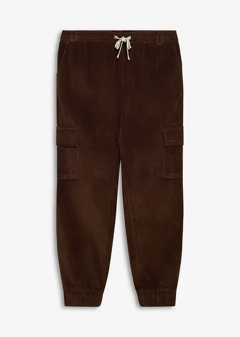 Pantalon cargo en velours c&ocirc;tel&eacute; extensible &agrave; taille confortable, bonprix