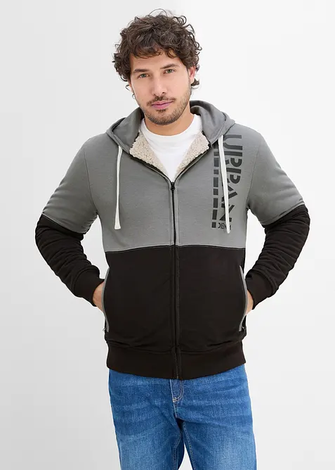 Sweat zipp&eacute; chaud avec doublure peluche, bonprix