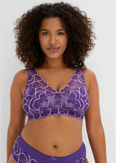 Soutien-gorge bralette minimiseur avec dentelle bicolore, bonprix