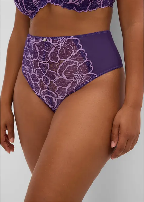 String taille haute avec dentelle bicolore, bonprix
