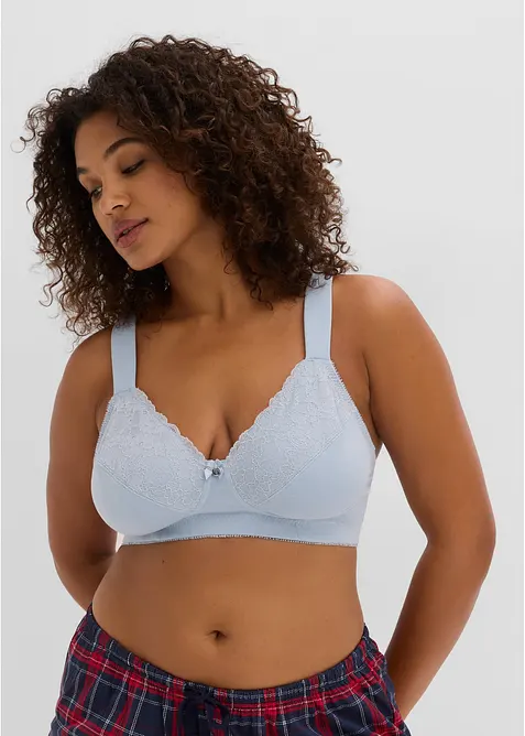 Lot de 2 soutiens-gorge coton et dentelle, sans armature, bonprix