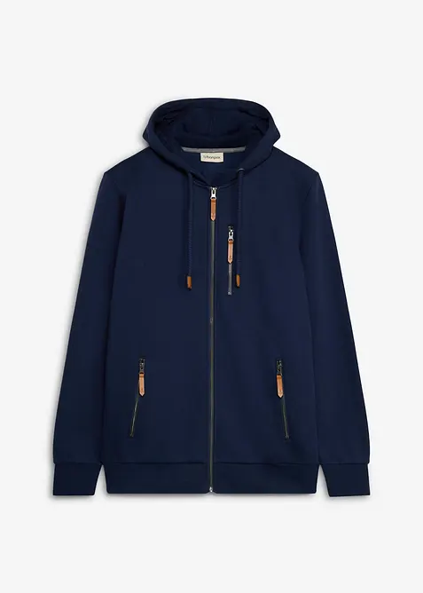 Sweat zipp&eacute; &eacute;pais avec d&eacute;tails en PU, bonprix