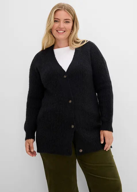 Grobstrickjacke aus weichem Wollmix, bonprix