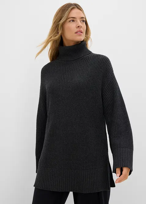 Pull oversize &agrave; col roul&eacute;, bonprix