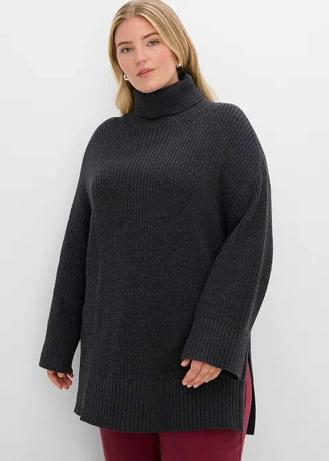 Pull oversize &agrave; col roul&eacute;, bonprix