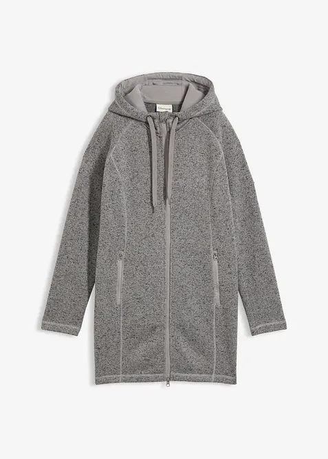 Long-Fleecejacke mit Kapuze, bonprix