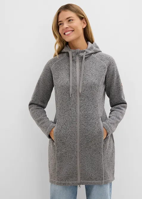 Long-Fleecejacke mit Kapuze, bonprix
