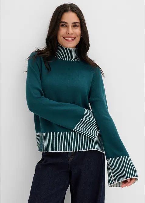 Pull doux &agrave; col montant, bonprix
