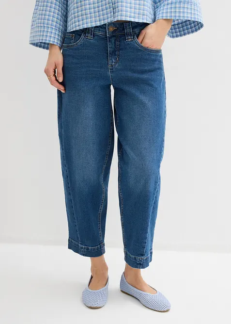 Jean barrel taille mi-haute, cropped, bonprix