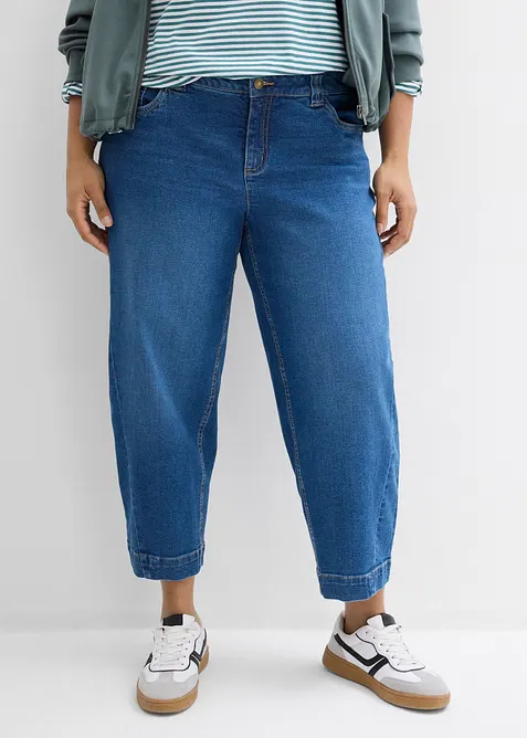 Jean barrel taille mi-haute, cropped, bonprix