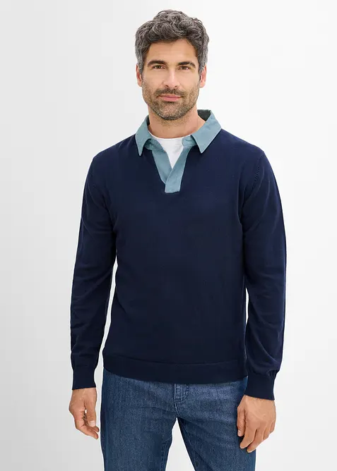 Feinstrickpullover in 2 in 1 Optik, bonprix