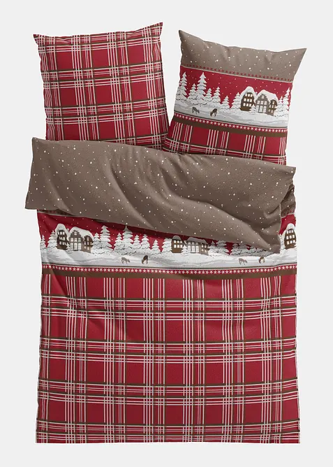 Parure de lit en flanelle de coton m&eacute;lang&eacute;, bonprix