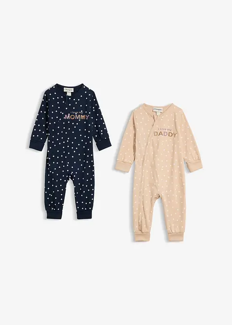 Mitwachsender Baby Strampler aus reiner Bio-Baumwolle (2er Pack), bonprix