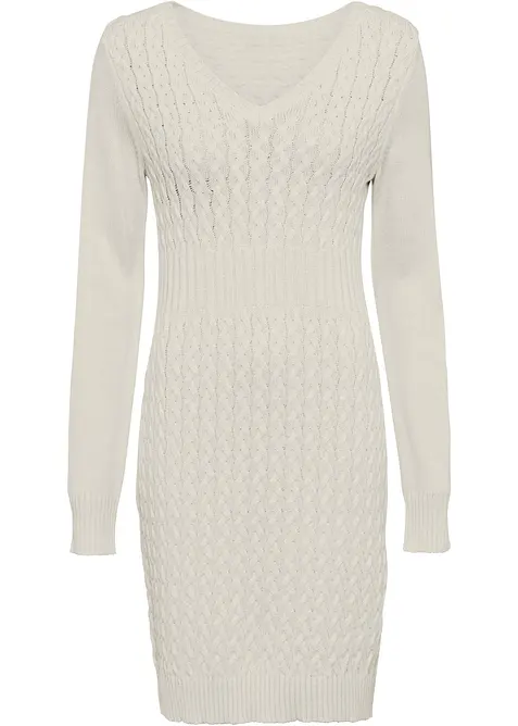 Robe en maille &agrave; motif torsad&eacute;, bonprix