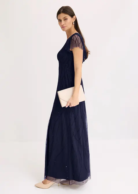 Maxikleid aus zartem T&uuml;ll mit Perlenstickerei, bonprix