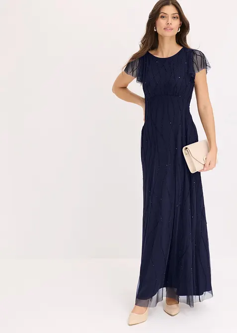 Maxikleid aus zartem T&uuml;ll mit Perlenstickerei, bonprix