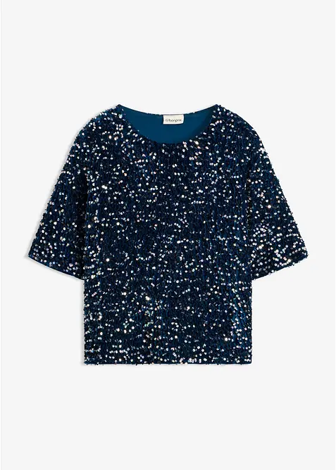 T-shirt en velours &agrave; sequins, bonprix