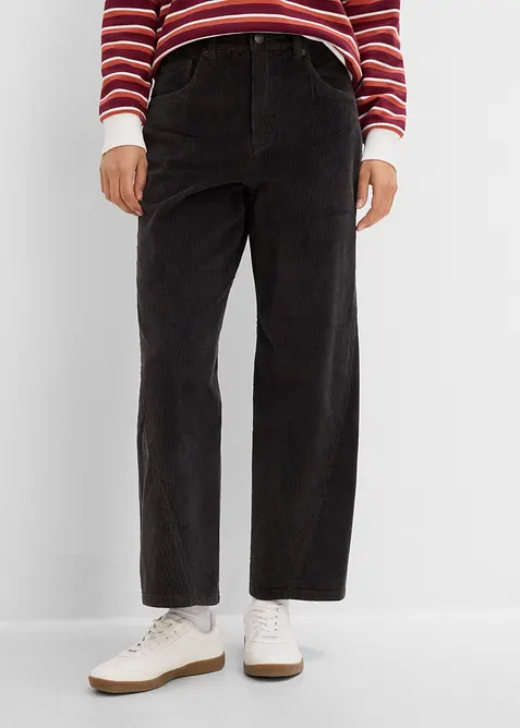 Pantalon Barrel en velours de coton c&ocirc;tel&eacute;, bonprix