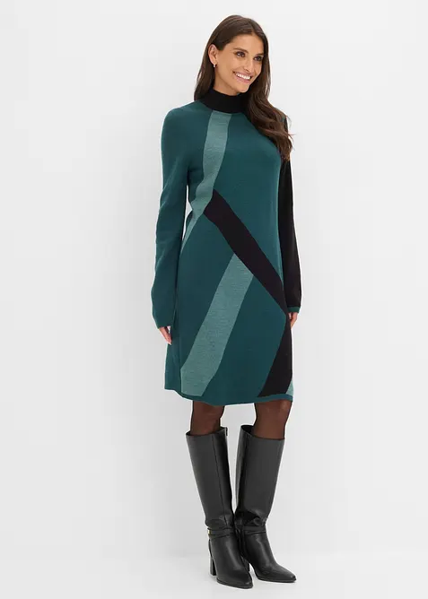 Jacquard-Strickkleid mit modernen Streifen, bonprix