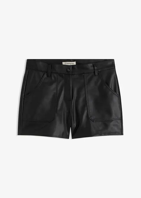 Lederimitat-Shorts in Mid Waist, bonprix