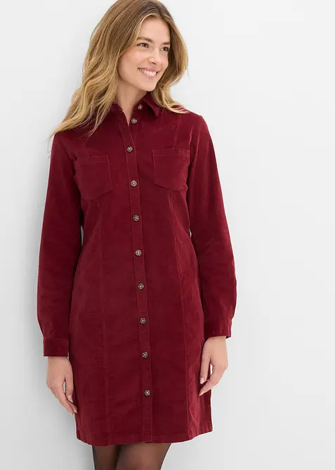 Cord-Hemdblusenkleid aus Baumwoll-Mix, bonprix
