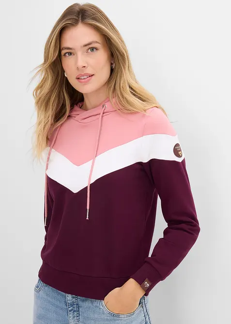 Sweat-shirt &agrave; capuche en coton m&eacute;lang&eacute;, bonprix