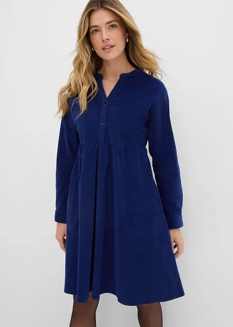 Robe en velours de coton c&ocirc;tel&eacute; extensible, bonprix