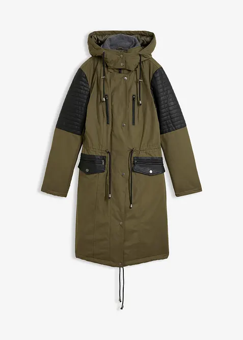 Parka longue &agrave; empi&egrave;cement contrastant, bonprix