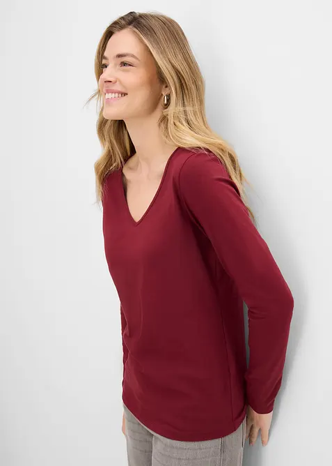 Lot de 2 T-shirts manches longues pr&egrave;s du corps, bonprix