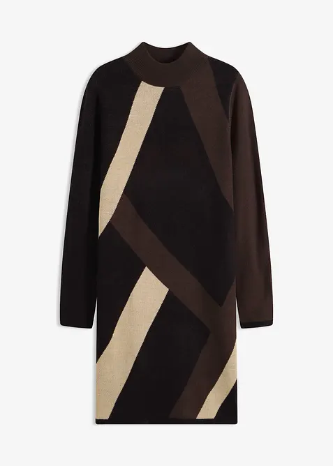 Jacquard-Strickkleid mit modernen Streifen, bonprix